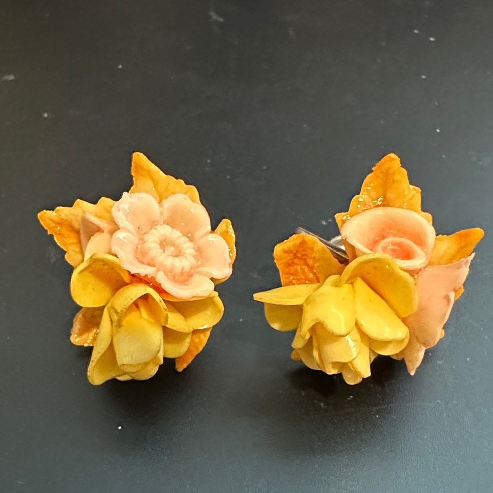Vintage Floral Clip-On Earrings